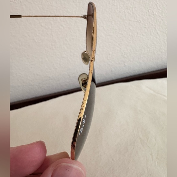 Ray-Ban Gold and Brown Aviator Sunglasses